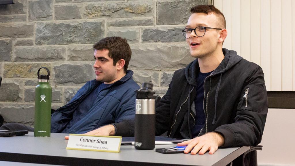 From left: Reed Pollard, former vice president of academic affairs, and senior Connor Shea, president for the SGC. For Fall 2020, the SGC has passed nine initiatives. The 2020 Ithaca College Voting Act and the Excused Absence for Poll Workers Recommendation were passed at the Oct. 5 meeting.