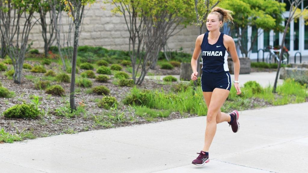 Senior cross-country runner Sarah Rudge has been running for both the cross-country and track teams at Ithaca College since her freshman year. After a nationals run this fall, Rudge prepares for her indoor track season this winter. 