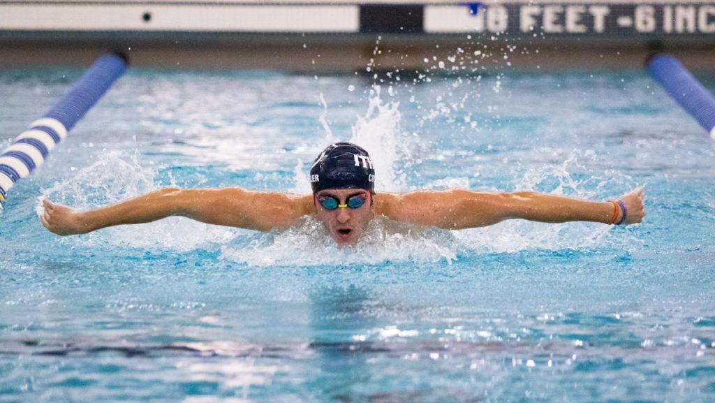 Sophomore+Matt+Crysler+swims+butterfly+during+a+practice+at+Kelsey+Partridge+Bird+Natatorium.+Crysler+is+a+leader+of+the+Bombers+strong+butterfly+group.