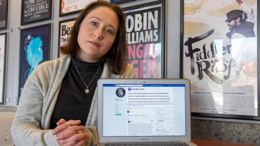 Jennifer Herzog, lecturer in the Ithaca College Department of Theatre Arts, aims to educate the public about anti-Semitic hate crimes via the Facebook page Awake to Fight Hate. 
