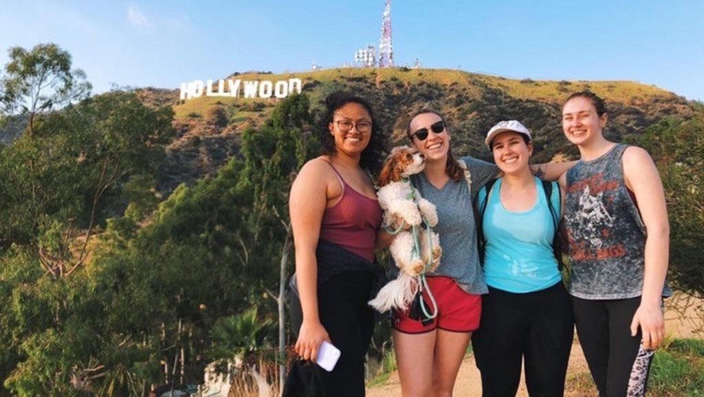 From left, alumni Quin Stocks 20, Julia Bergdoll 20, Sam Butlien 20 and Adri Darcy 20 went to Los Angeles for the Spring 2020 semester. The Ithaca College Los Angeles program has been canceled for the Spring 2021 semester.