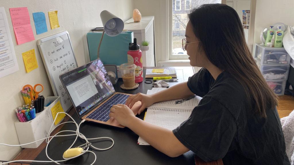 Ithaca College sophomore Irena Rosenberg attends her Intermediate Khmer II class, a course offered at Cornell University. Due to the COVID-19 pandemic, she is taking the class remotely.