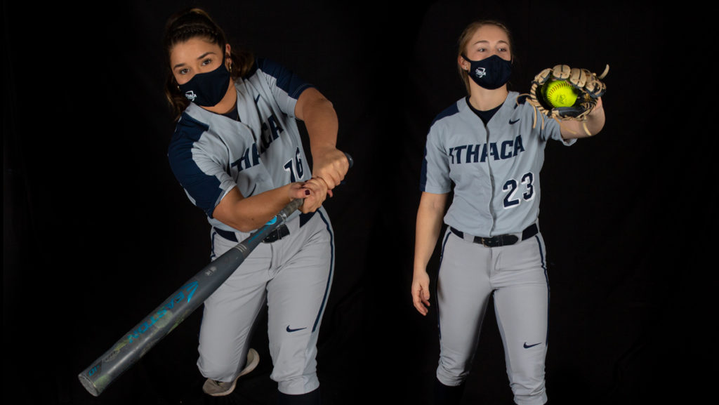 From left, seniors Haley White and Beth Fleming will contribute at the plate and on the mound for the Bombers success this season.