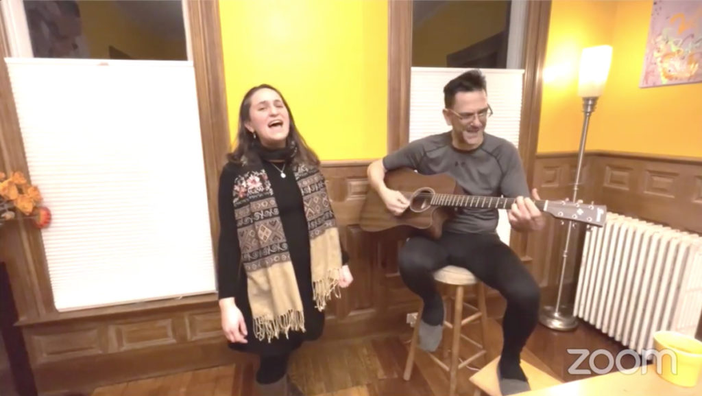 Christina Zawerucha and Tom Egan perform the song Red Clay Halo for the Songs for Change virtual concert Feb. 28.