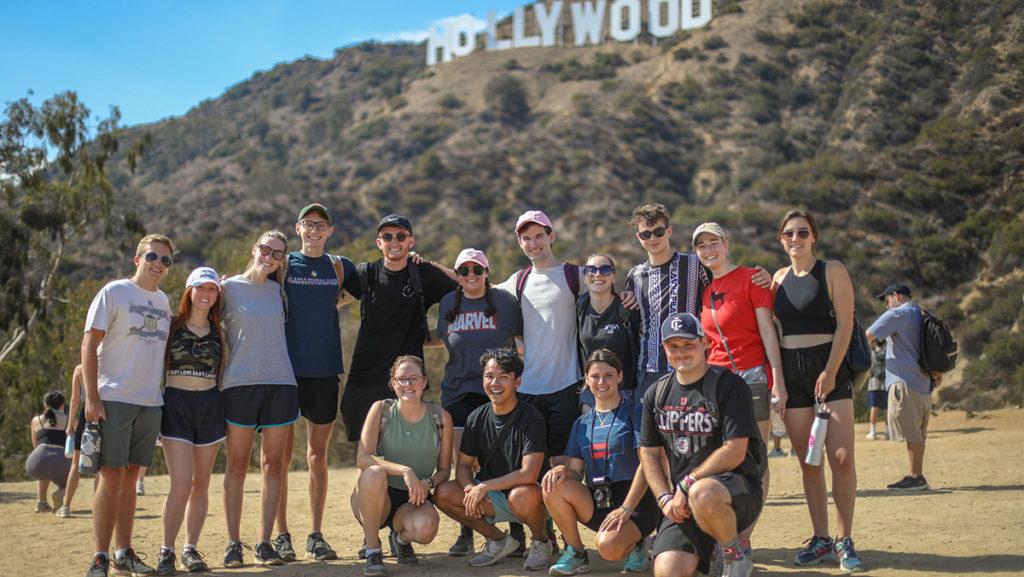A group of Ithaca College students go on a hike to the Hollywood sign while studying away at the Ithaca College Los Angeles Program.