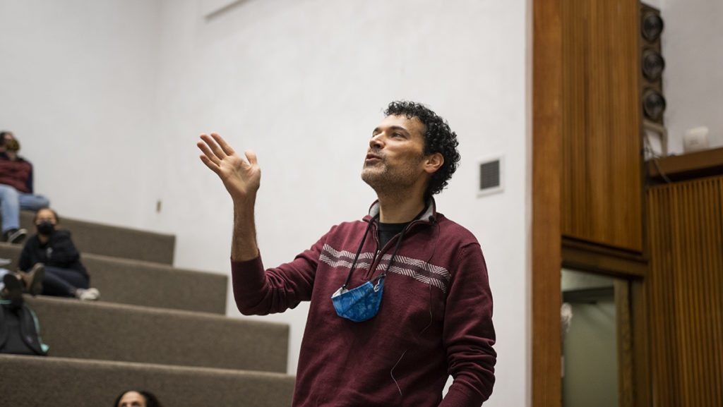 Uriel Abulof, associate professor at Tel-Aviv University and visiting associate professor at Cornell University, spoke at the public conversation hosted by Hillel at Ithaca College at Muller Chapel Nov. 2. 