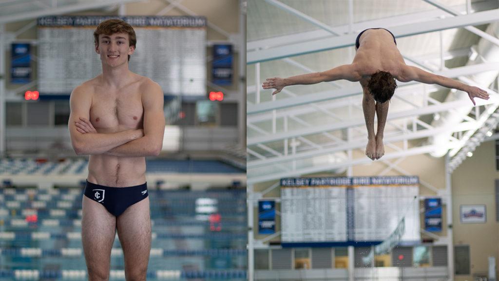 Junior Ethan Godfrey is returning this season as one of the teams top divers. He won the Liberty League title in the 3-meter diving event in his freshman year.