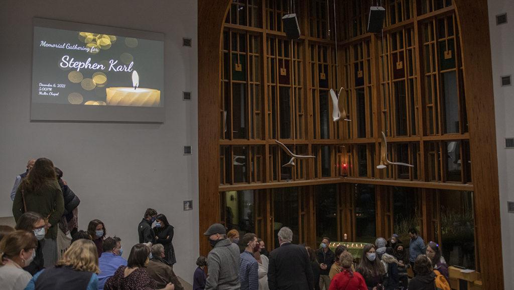Approximately 90 members of the college community attended the memorial, which was held both in person at the Muller Chapel and virtually via Zoom.