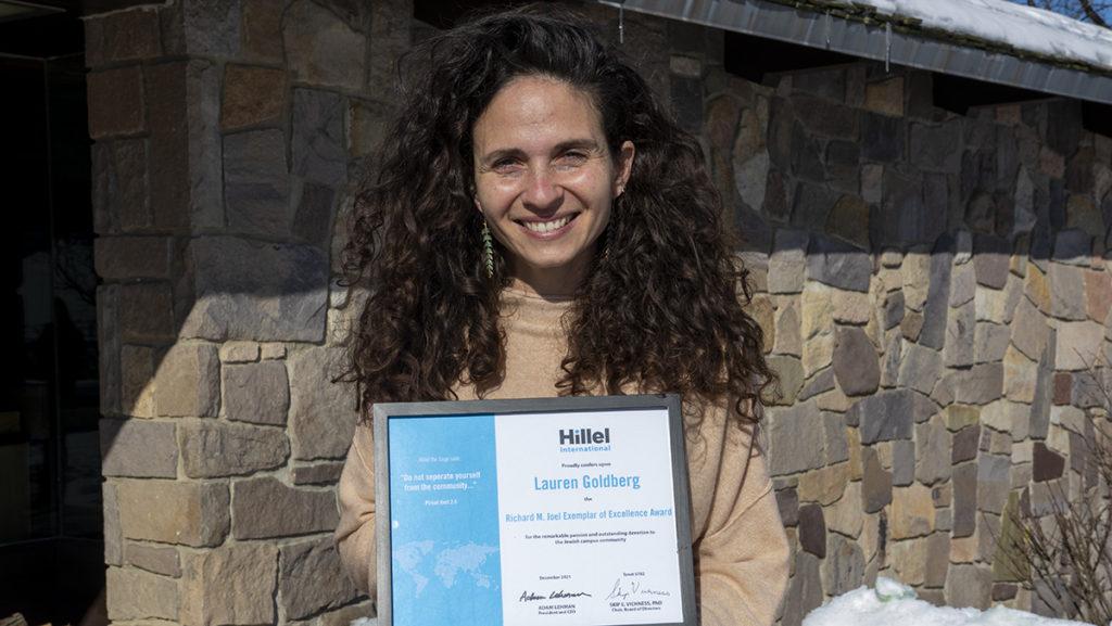 Lauren Goldberg, interim director of Religious and Spiritual Life and executive director of Hillel at Ithaca College, was one recipient of Hillel International’s Richard M. Joel Exemplars of Excellence Award in 2021. 