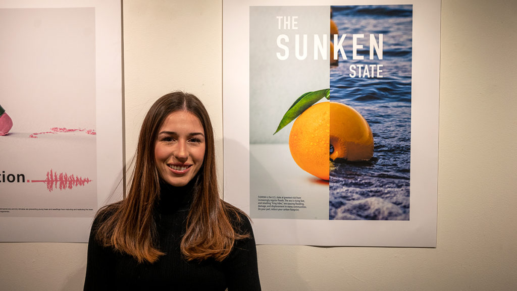 Current IC students and alum showcase graphic design artwork in order to raise climate change awareness. 