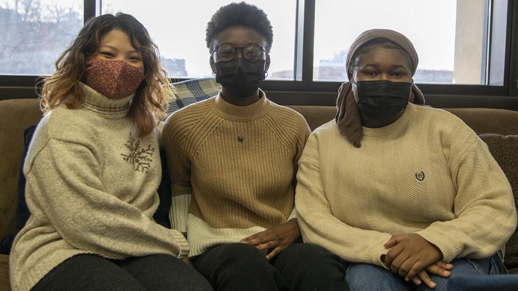 Juniors Kristin Ho, Nijha Young and Makiyah Adams, work for the Center for Inclusion, Diversity, Equity, and Social Change as peer educators who facilitate workshops on social justice. 