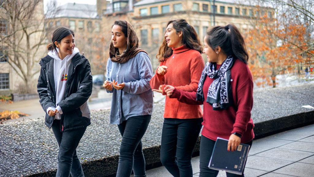 From left, Tamana Ahmadi, Sepehra Azami, Diana Ayubi and Simah Sahnosh are attending Cornell University for Spring 2022 after fleeing Afghanistan in August 2021