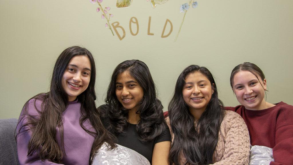 From left, senior Bella Topping, juniors Amulya Ravitej Bachala, Morgana Zendejas Peterson and Hope Borsic are BOLD scholars.The BOLD Leadership Network received a $2 million grant.