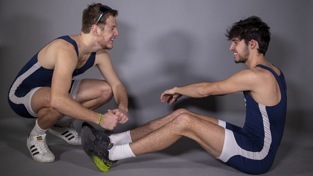 From left, junior Jake Lentz and senior Sam Bickham of the Ithaca College mens crew team. The team will face tough competition in the Liberty League this year and hope to improve upon a second-place finish in 2021.