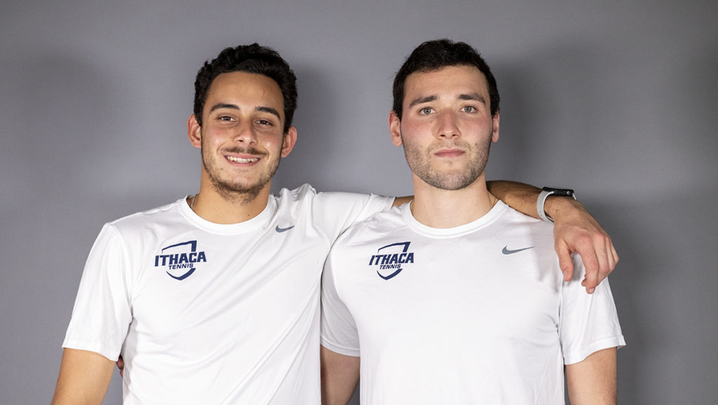 From left, senior Artem Khaybullin and sophomore Jacob Wachs of the Ithaca College mens tennis team. The Bombers will be looking to improve their 4–4 record during a COVID-shortened season in 2021.