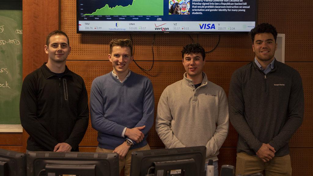 From left, juniors Alex Murphy, Calvin Carmichael, Aaron Isenberg and Max Perry are the board members of the Ithaca College CoreTrading Consultants club.