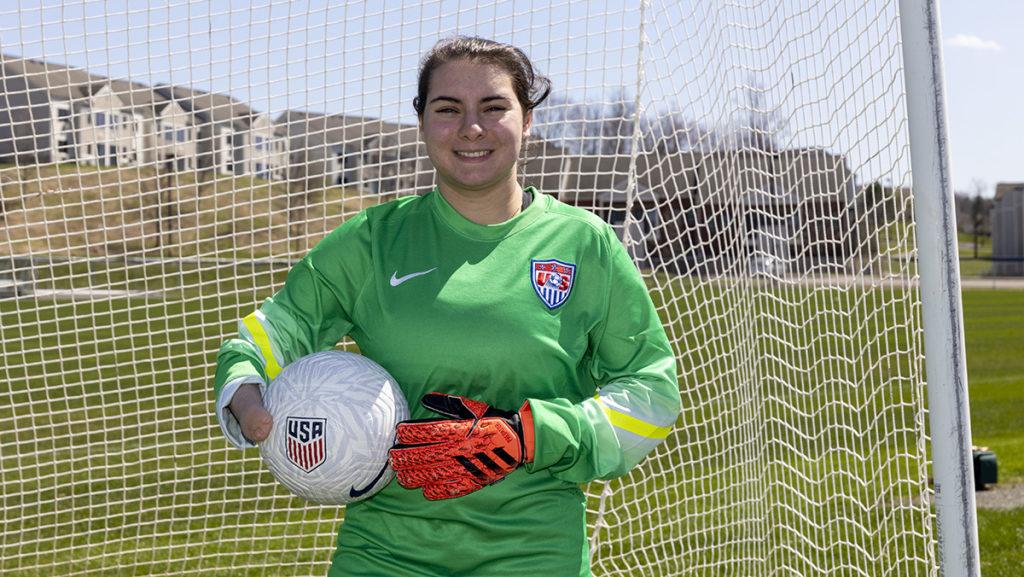 Freshman Alexia Michitti, who plays for the Ithaca College womens soccer team, was born without her right hand. She has played soccer since the age of three, but was only introduced to adaptive sports in 2021.