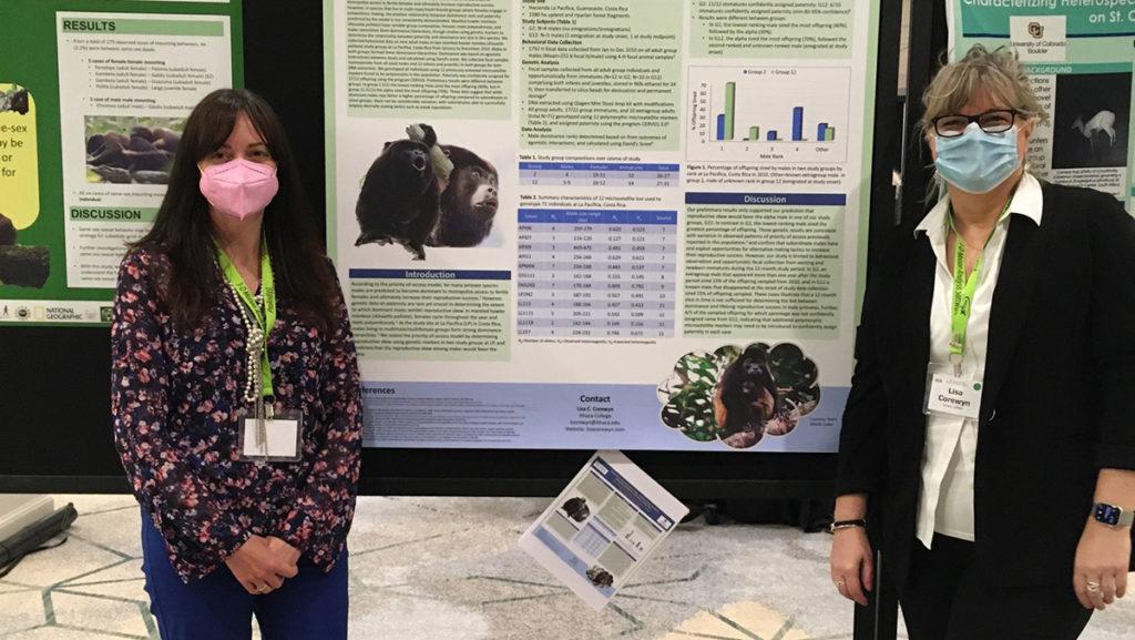 From left, associate professor Kari Brossard Stoos and assistant professor Lisa Corewyn, are on a research team studying the declinging population of mantled howler monkeys in Costa Rica.