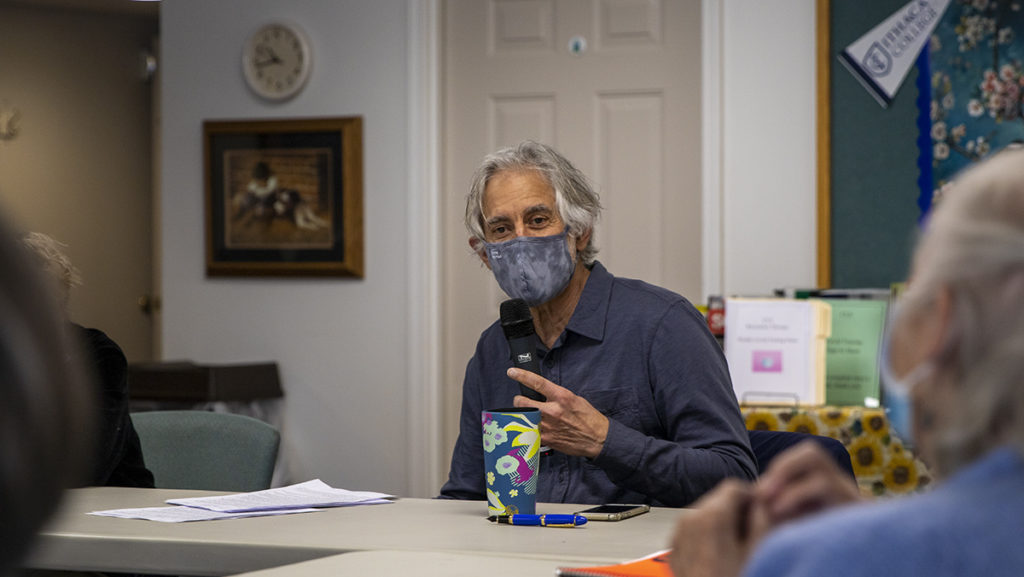 Jerry Mirskin, a retired Ithaca College professor, leads a creative non-fiction writing workshop for students and residents at Longview which will run until May 3.