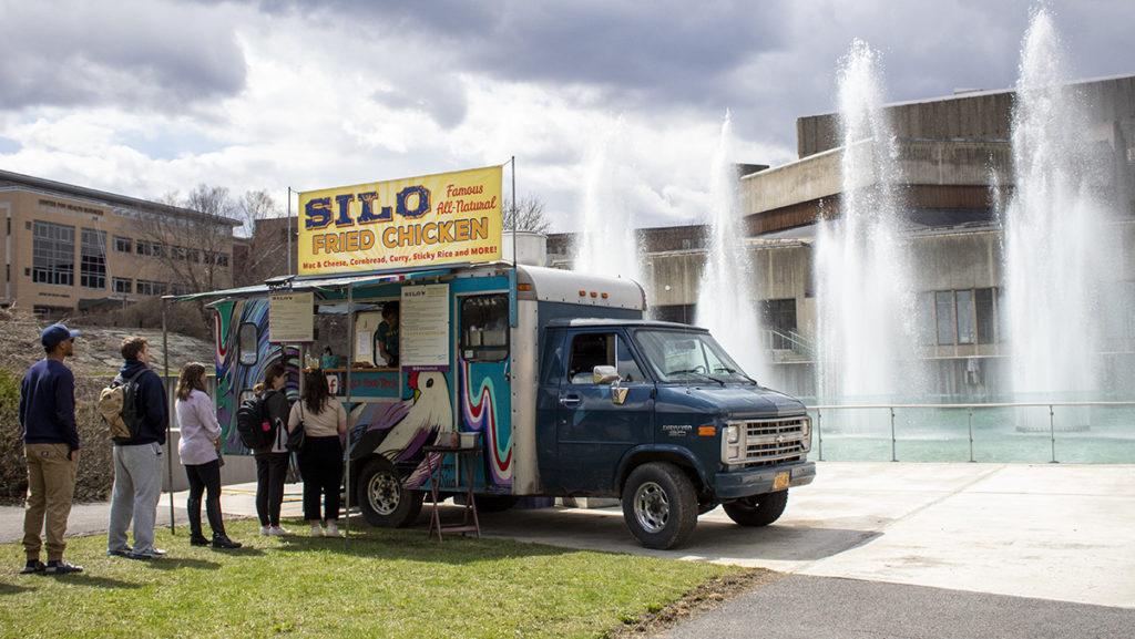 On April 8, the Silo Food Truck, which is owned and operated by Ithaca College alum Katie Foley ‘01, parked on the Academic Quad to serve food. It will be in the same location every Tuesday for the remainder of the spring semester.