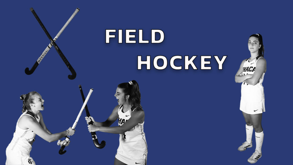 From left, seniors Elizabeth Pillow and Amberly Christiansen of the Ithaca College field hockey team. The team is looking to compete at the National level after falling in overtime in the Liberty League Championship in 2021.