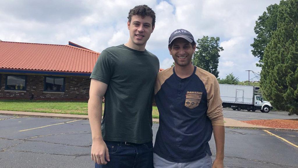 From left, Dylan Shane 19 and Sam Factor 19, the founders of WalterPicks, an AI-powered fantasy football tool. The pair made the algorithm in a machine learning class in 2019, but have since expanded it to a popular app and TikTok brand.