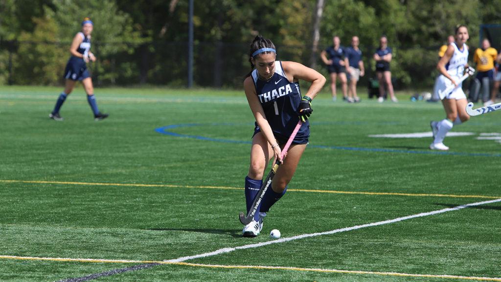 Sophomore Natalie Descalso contributed two assists and two shots on goal, with one crossing the goal line during the teams 5–1 win over Hartwick College on Sept. 10.