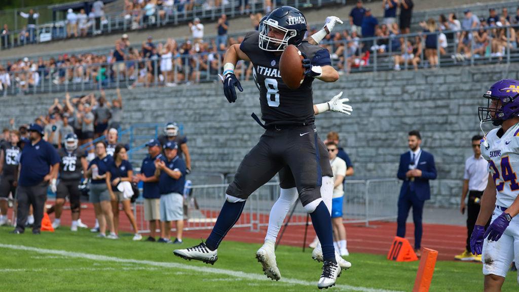 Senior wide receiver  Billy Tedeschi caught two passes and earned his first touchdown pass of the season to help elevate the Bombers 52–3 win over Alfred University on Sept. 17
