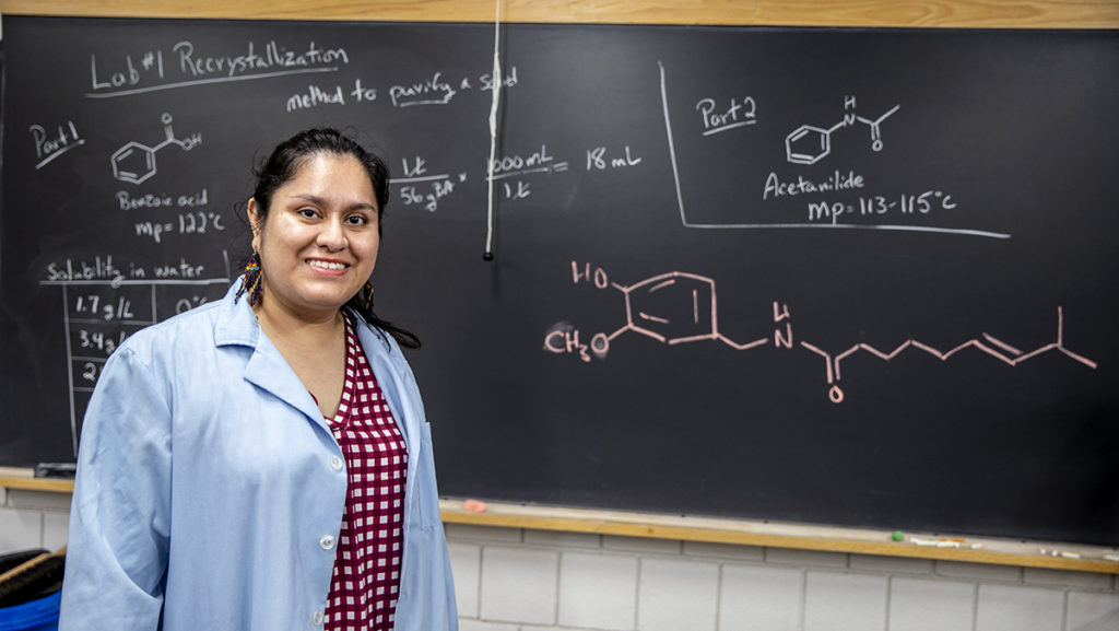 Daisy Rosas Vargas, assistant professor in the Department of Chemistry, was highlighted in a YouTube episode of Chemists in the Kitchen, where she discussed how to deal with the spice of chile peppers.