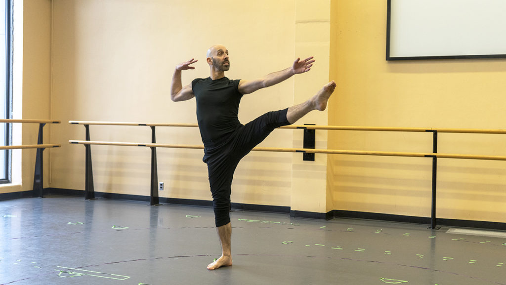 Daniel Gwirtzman, assistant professor in the Department of Theatre and Dance Performance, works on choreography. His work seeks to make dance more accessible.