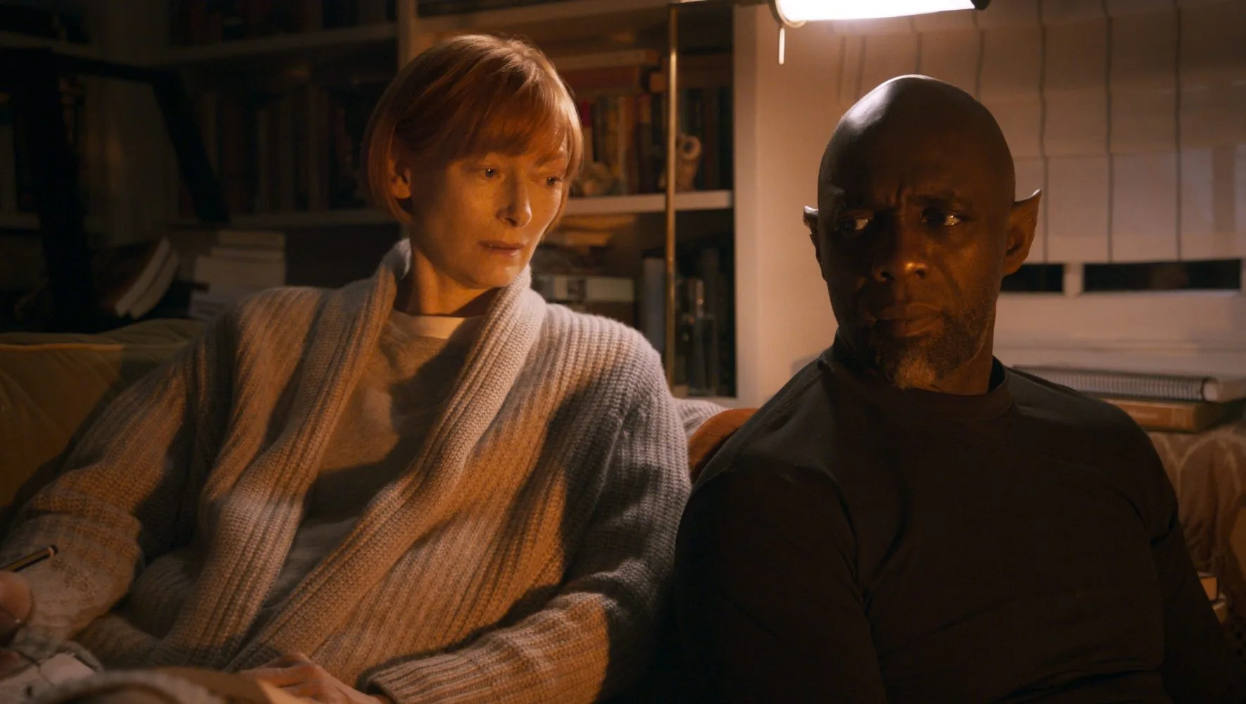 From left, Tilda Swinton and Idris Elba star as strangers who find a connection in a new George Miller epic all about love.