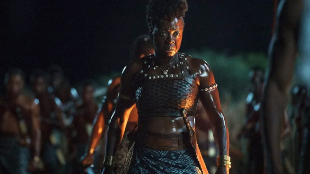 Nanisca (Viola Davis), the general of the Agojie, is a force to be reckoned with in director Gina Prince-Bythewoods latest film The Woman King.