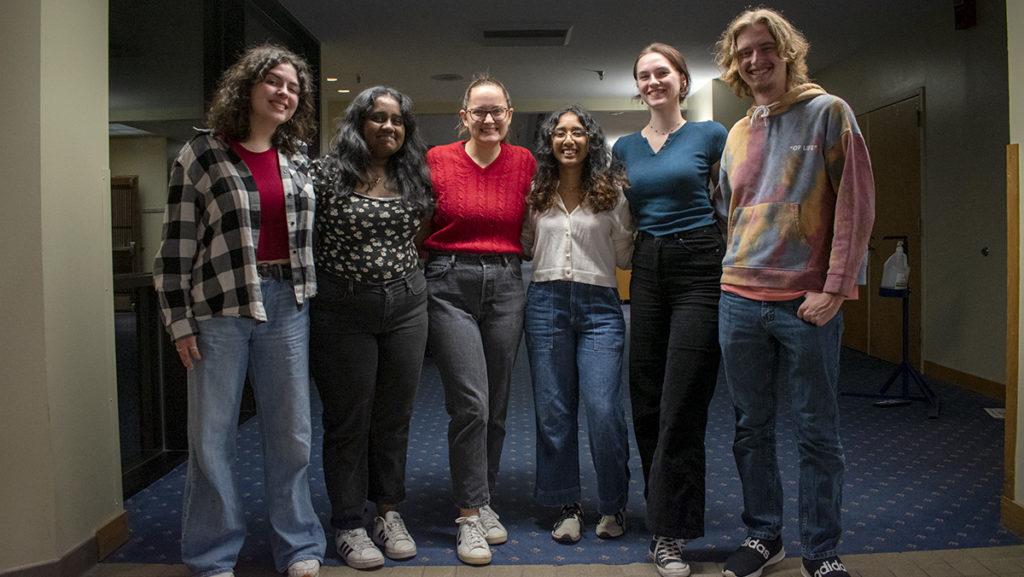 From left, juniors Sofia Nolfo, Inbaayini Anbarasan, Camille Brock, Ananya Gambhiraopet, Claire McGinnity and Brady Spaulding are a part of the Ithaca College TEDx club.
