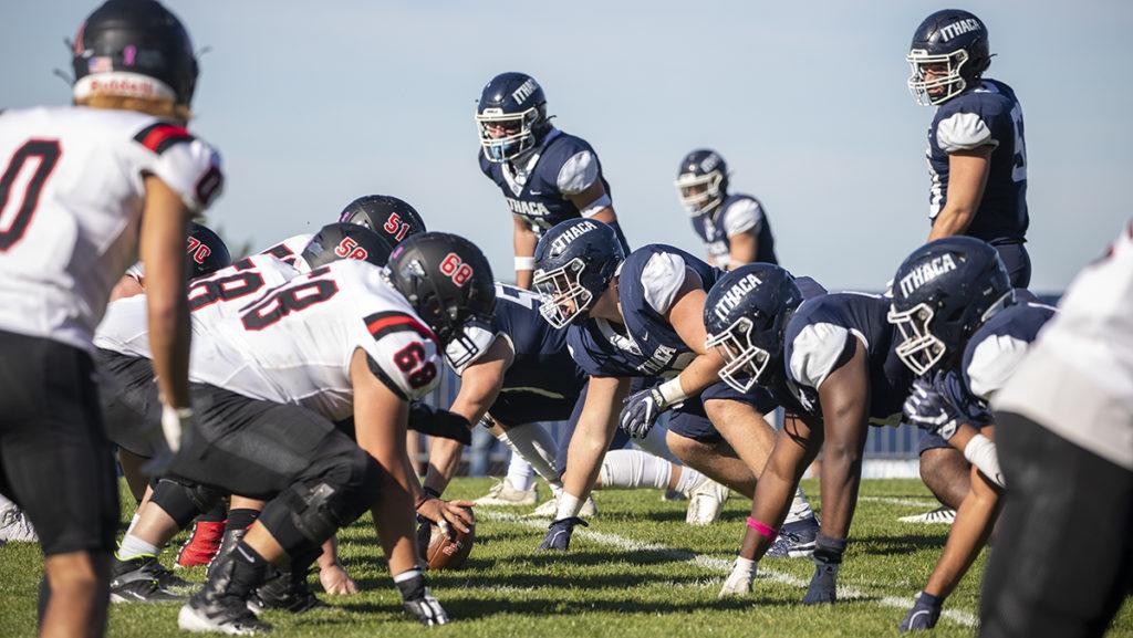 The Ithaca College football team defeated the Rensselaer Polytechnic Institute Engineers 13–10 at Butterfield Stadium on Oct. 29.