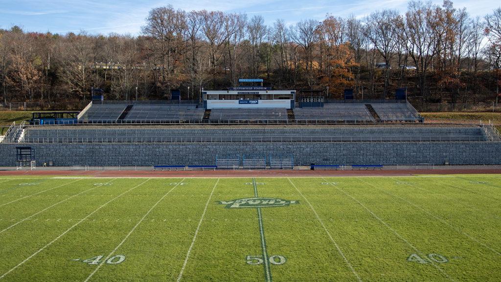 Butterfield Stadium, the home of the Ithaca College football team, will receive an artificial turf playing surface after a donation by an alum. The venue will be renamed to Bertino Field at Butterfield Stadium.
