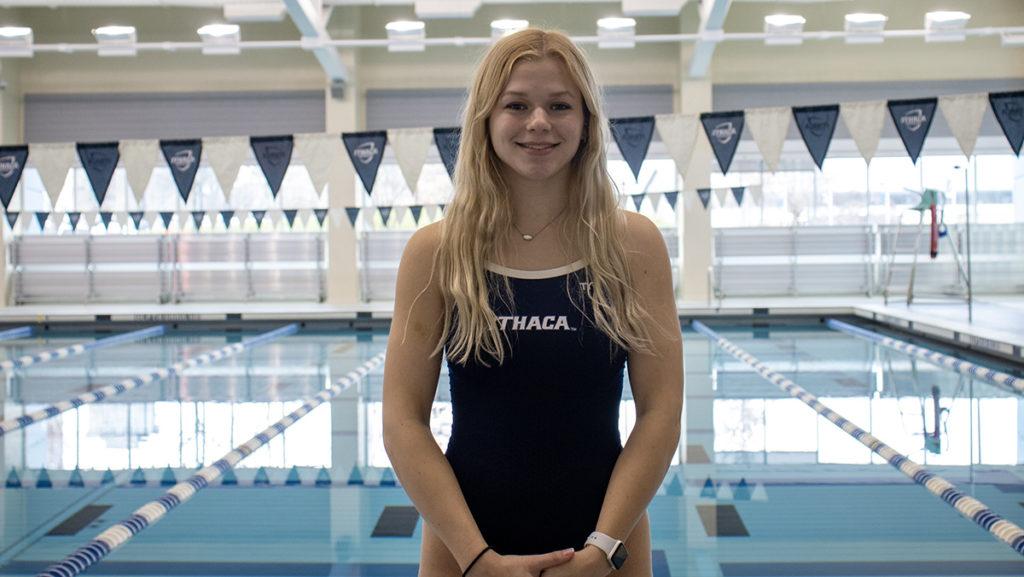 Senior swimmer Emily VanderSleen has been a key part in helping the Ithaca College womens swimming and diving team to a 7–0 start this season.