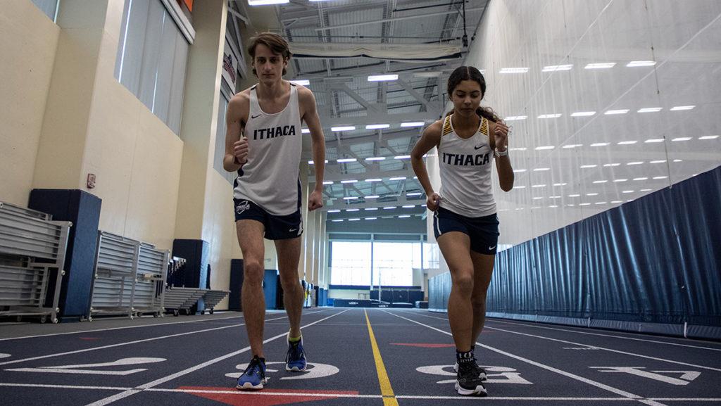 From left, senior Danny Jagoe and first-year student Jessica Goode both qualified as individuals to represent the Ithaca College men’s and women’s cross-country teams at the NCAA Division III National Championships on Nov. 19 in Lansing, Michigan. Jagoe finished in 71st place, while Goode came in at 117th place.