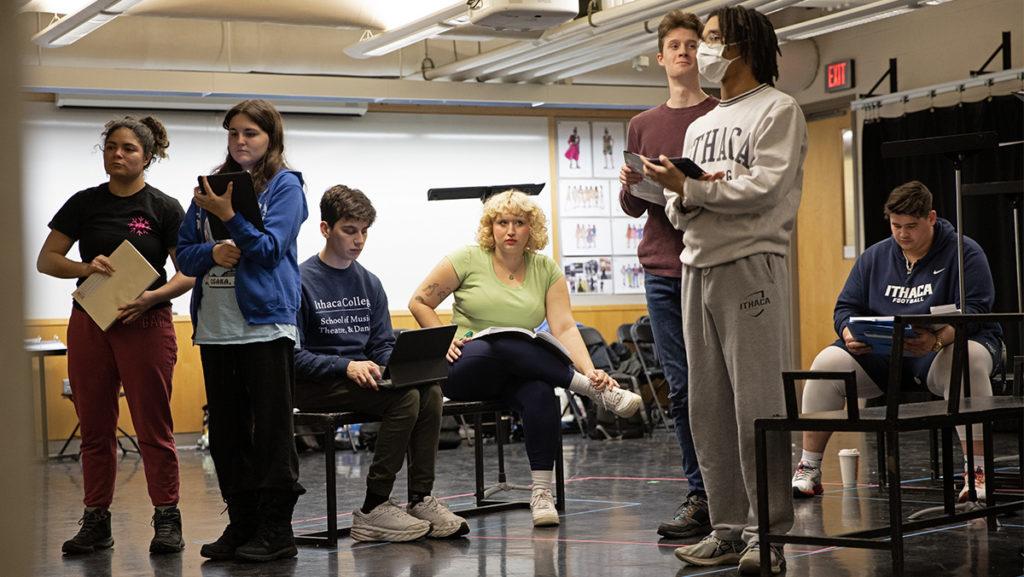 A group of students rehearse for Ithaca College’s production of “The Pirates of  Penzance” on Jan 30. The show opens Feb. 22 and runs until March 1.