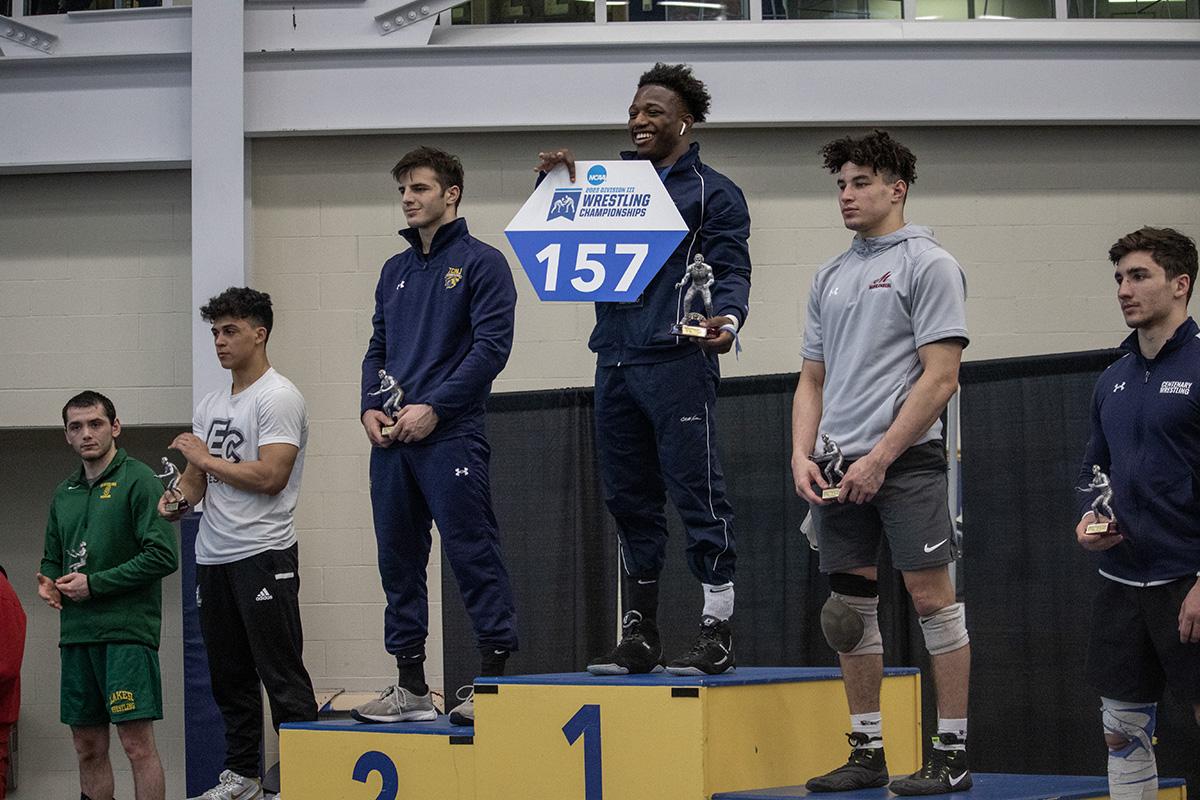 Sophomore Wenchard Pierre-Louis, who goes by "Winnie," will represent the Bombers at Nationals in the 157-pound weight class.