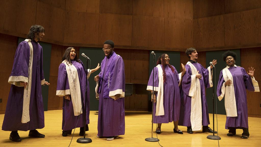 Members of the Amani Gospel Singers perform for the first time at the Spirit of IC concert in December 2022. The performance is the group's first appearance since its hiatus in 2018.