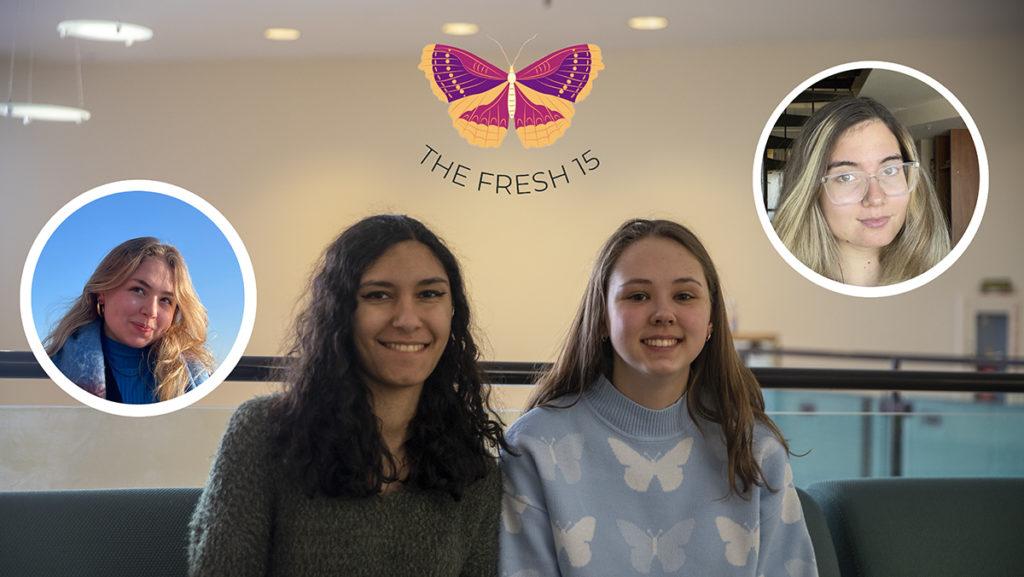 From left, sophomore Jaime von Bartheld, junior Roxanne Palladino and sophomores Katie Miller and Julia Freitor fight the myth of the freshman 15 with media campaign.
