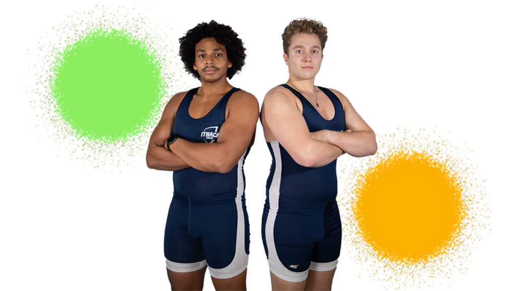 From left, senior Dehron Smith and sophomore Griffin Hunt are hopeful the Ithaca College mens rowing team can make the jump to win the Liberty League Championship this season.