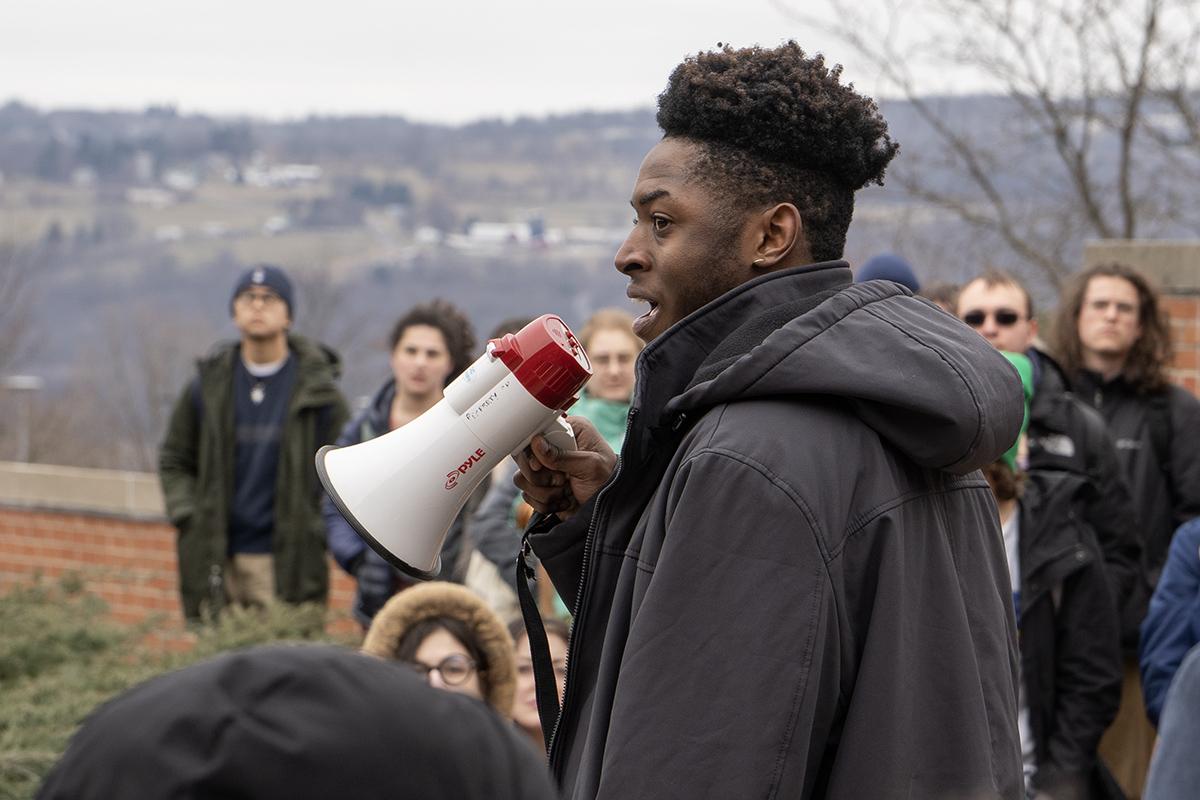 Junior Liguori Flanagan talks about his dissatisfaction with the limited availability of opportunities on campus for people of color. Kevin Yu/The Ithacan