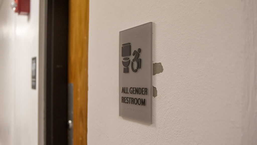 The Office of Facilities is working to install two all-gender restrooms in the Terrace Dining Hall during summer 2023.