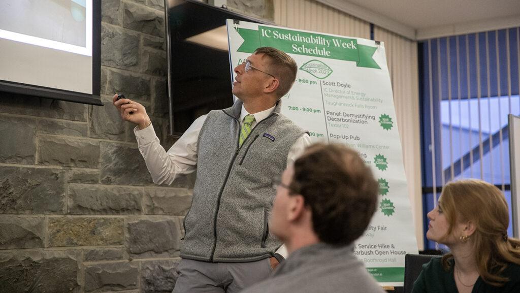 Scott Doyle, director of the Office of Energy Management and Sustainability, acknowledged the start of Sustainability Week, which ends April 22 and aims to educate students about the college’s efforts to be more environmentally conscious