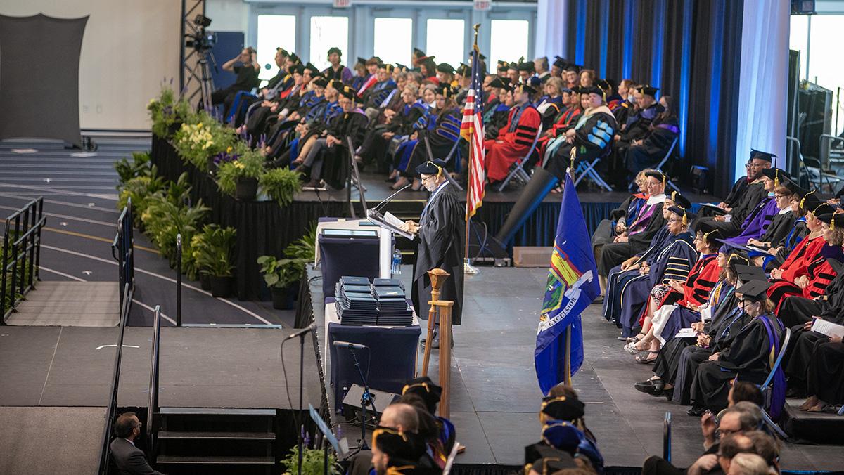 Ithaca College alum Larry Hirschhorn ‘80 delivered the commencement address and talked about the lessons that theater has taught him over the years. NOLAN SAUNDERS/THE ITHACAN