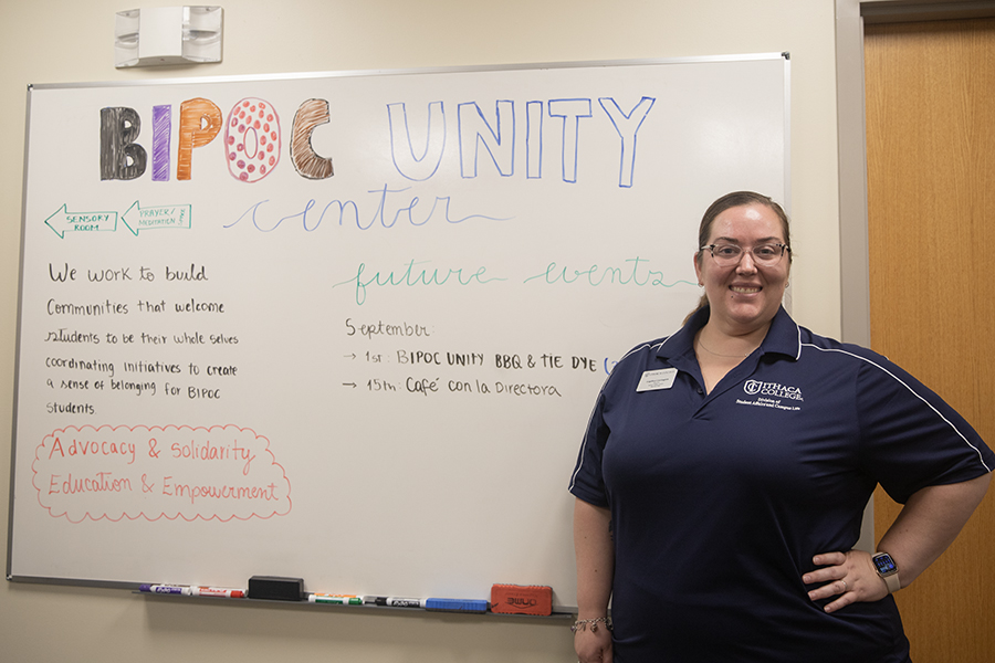 Angélica Carrington, director of the BIPOC Unity Center, worked alongside students to rename the center and launch new initiatives like the BIPOC Jumpstart Program to help support BIPOC students at Ithaca College and offer community to all.