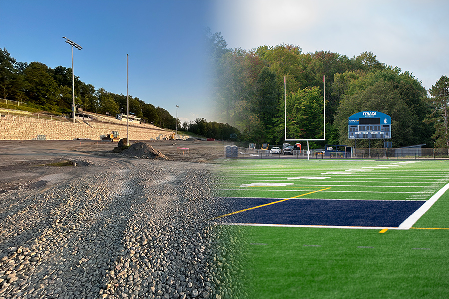In June 2023, Chenango Contracting began the construction of Bertino Field at Butterfield Stadium, a donor-funded artificial turf field. Ithaca College was granted a temporary certificate of occupancy Sept. 15, deeming the field usable.