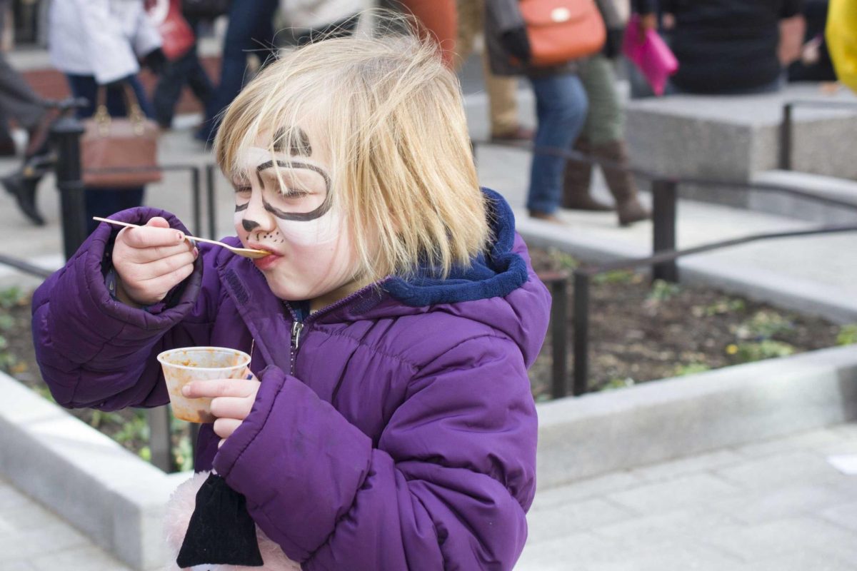 Ithaca’s Chilifest featured 35 chili recipes, including meat and vegetarian options, one of which was enjoyed by 6-year-old Alaina Stockwell.