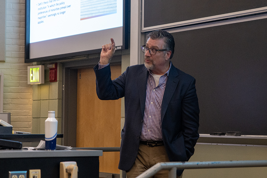 Kevin McMahon, professor in the Department of Political Science and director of the graduate program at Trinity College, gave a guest lecture about the current state of the Supreme Court and how it has fallen short of the democratic ideals it was build on.